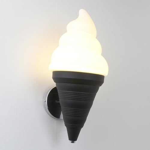 Image of Ice Cream Wall lamp Spiral Cone Decorative Wall Light Fixture, DIY Lighting Fixtures for Kitchens, Dining Rooms and More(Black)