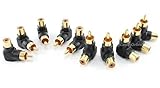 CablesOnline 10-PACK RCA Male Plug to RCA Female Right-Angle Gold-Plated Adapter (AV-A11-10)