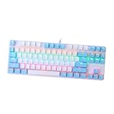 ETHZZLE 青軸機械式キーボードキー 有線バックライト付き ゲーミング オフィス用 耐摩耗二重成形キーキャップ 快適な人間工学設計 家 寮向け