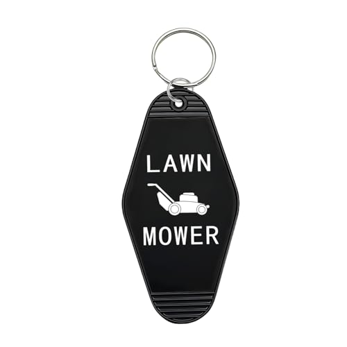 Orhokoyc Lawn Mower Key Keychain, Retro Motel key Tag Key Lable for Lawn Mower Gardener Man Woman Friends Family (Black)