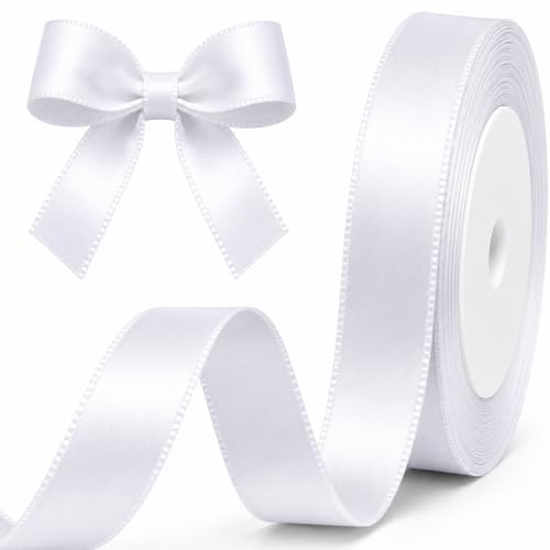 XEANCO White Satin Ribbon Polyester Ribbon Enhance Your Crafts & Celebrations Best for Gift Wrapping Decorations Wedding Car Ribbon Ribbons for Crafting
