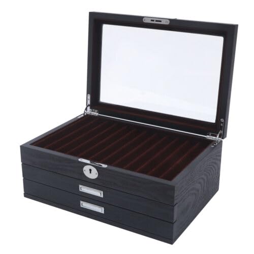 Vetrina per penna stilografica, portapenne, contenitore portapenne, portapenne, portapenne, contenitore per 34 penne stilografiche, colore nero