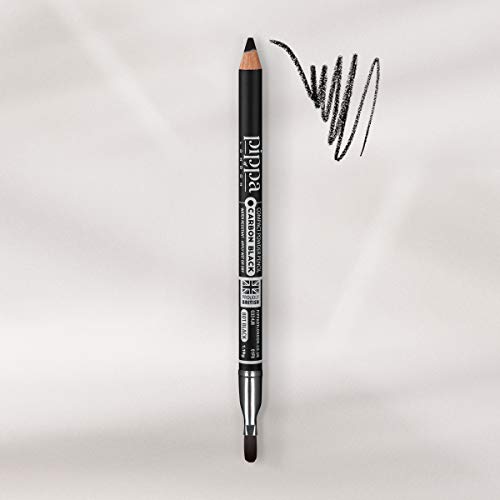 Pippa Of London Black Thunder Velvet Soft Powderliner Long Lasting Black Eyeliner Pencil & Eyeliner Brush Combination - Soft Finish Eye Pencil Liner - Water Resistant Eyeliner With Blending Brush #TOP1