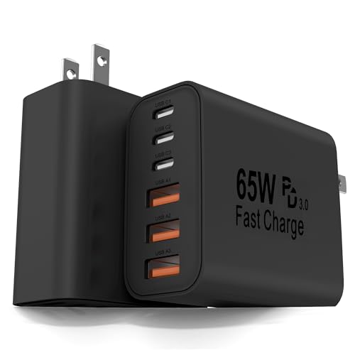Image of 2-Pack 65W USB C Charger Block, 6-Port Fast Wall Charging Block [3 PD USB-C & 3 QC USB-A] for iPhone 17 16 15 Pro Max, iPad Pro, Galaxy S26 S25, Pixel 10 9, iWatch,Google & More