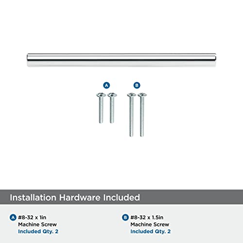 Image of Amerock | Cabinet Pull | Polished Chrome | 3-3 /4 inch (96 mm) Center to Center | Bar Pulls | 1 Pack | Drawer Pull | Drawer Handle | Cabinet Hardware | 3-3 /4 inch (96mm) Center-to-Center Mounting Distance and 6-1 /8 inches Overall Length, Durable Carbon Steel Cabinet Hardware