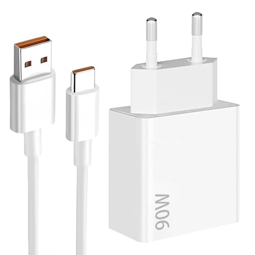 Cargador 90W para Xiaomi, 90W Cargador Carga Rapida Tipo C con USB C Cable 1m para Xiaomi 15 14 13 Ultra Poco F6 X7 F7 Pro, Turbo Adaptador Rápido para Redmi Note 13 14 Pro 5g 14t 13t Poco Pad M6