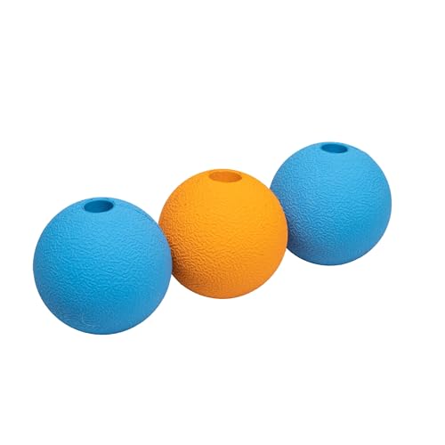 Amazon Basics balles suprêmes en caoutchouc pour chien, 6.35 cm (Lot de 3), Bleu, Orange