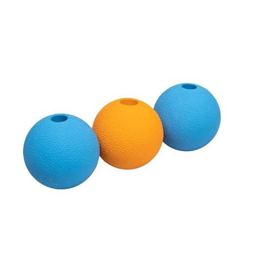 Amazon Basics balles suprêmes en caoutchouc pour chien, 6.35 cm (Lot de 3), Bleu, Orange