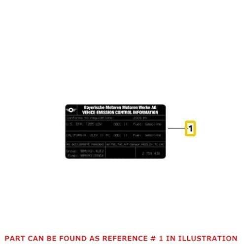 Genuine OEM Emission Label for Mini R50 R52 R53 Cooper 2004-2005 1.6L L4 FWD