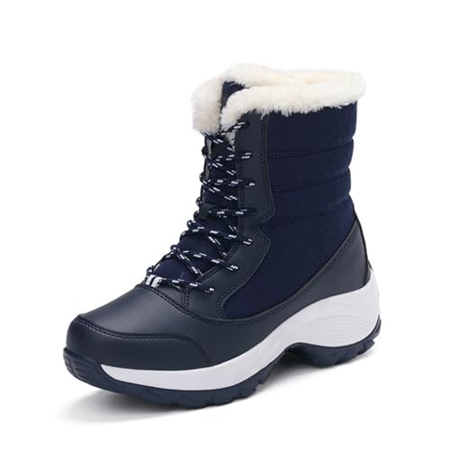 Women's Winter Warm Lightweight Mid-Calf Snow Boots Outdoor Lace-up Non-Slip Waterproof Casual Ankle-Support Short Booties Fashionable Winter Boots