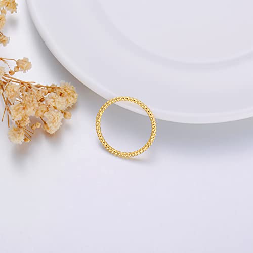 SISGEM 14K Real Gold Twist Band for Women Yellow Gold Rope Wedding Ring Anniversary Bride Wedding Jewelry Gifts for Her,Size 5-114