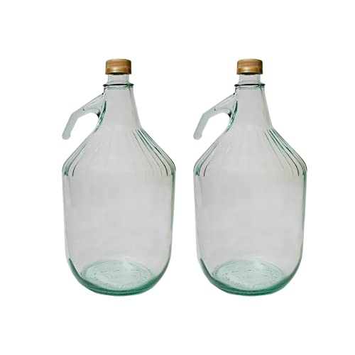 DIAH DO IT AT HOME 2 x 5 L de vidrio Demijohn con tapón de rosca para fermentación de sidra y almacenamiento de vinos