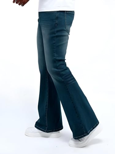 Image of Ben Martin Men's Bell Bottom Jeans || Bootcut Denim Pants || Wide Leg Flared Jeans for Men || High Waist Stretchable Retro Fit || Cotton Jeans for College Casual (1)
