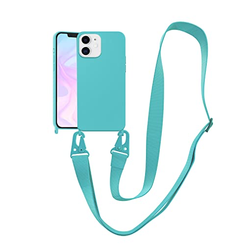 Image of Compatible with iPhone 12 Case with Lanyard Crossbody iPhone Case with Strap Adjustable Shockproof Drop Protection Silicone Phone Cover for iPhone 12 6.1''