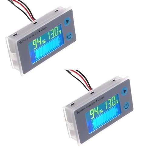2PCS Alarm Digital Battery Capacity Tester Battery Indicator Golf Cart Voltage Temperature Meter Panel 12V (12V-Alarm)