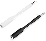 KiWiBiRD Mini Aux Extender Cable/Headphone Extension Adapter/3.5mm Male-to-Female Jack for Apple iPhone Smart Battery Charger Case, Mophie Juice Pack, Other Battery Cases (2-Pack)