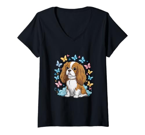 Motivo Cavalier King Charles Spaniel con farfalle per bambini e adulti