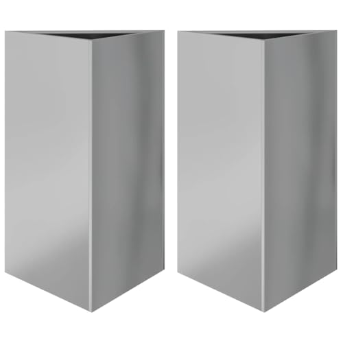 Roanoer Juego de 2 maceteros triangulares de 50 x 43 x 75 cm, de acero galvanizado, bancal alto para jardín, balcón y terraza, para hierbas y verduras, color plateado
