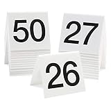 IEOWY Números de Mesa acrílicos de Doble Cara en Forma de V, 80 x 80 mm, Blancos, Paquete de 30 o 50 (1 a 30)