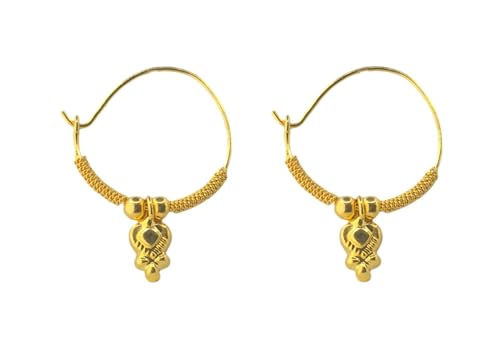 Boucles d'oreilles créoles superbe feuille or jaune 22K 18K, le cadeau idéal