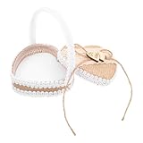 KAILIKETIY Caja de Anillo para Propuesta con Cesta Pequeña de Yute y Plástico, Diseño Rústico y Elegante para Niñas Flores en Ceremonia de Boda