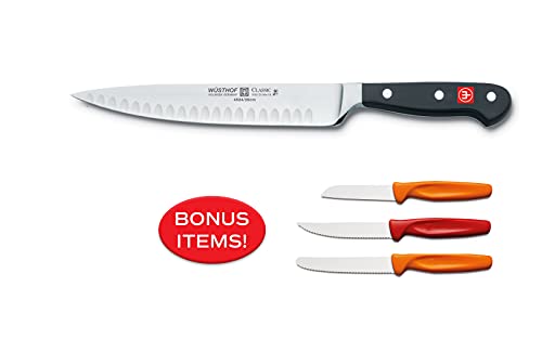 Wüsthof Classic Hollow Edge Carving Knife, 8-Inch, With Bonus Paring Knives, Black, (8854) #TOP4