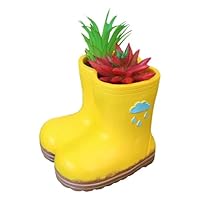 Rain Boot Planter - Boot Shape Garden Planter | Creative Yellow Rainboot Shaped Resin Vase, Plantes Centerpiece Ornament Pen Holder Desk Accessories for Indoor, Outdoor