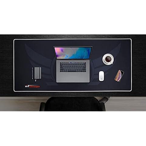 GT OMEGA Extended Gaming Mouse Mat (XXL) - Multifunctional Wide Computer Desk Mat for Office Writing, Laptop, Mouse - Waterproof Fabric Surface, Rubber Grip Base, Anti-Fray Stitched Edges - White Cover