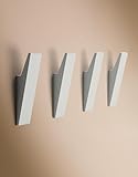 Design Hambourg patère en aluminium avec fixation cachée | Crochet mural moderne pour vestes, serviettes, vêtements | Montage mural crochet design minimaliste | Blanc Mat | lot de 4