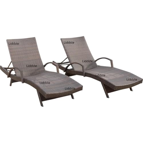 Image of Outdoor Poolside Lounger with Adjustable Backrest Sun Chaise Recliner for Terrace Garden Poolside for Relaxation Durable and Stylish- Set of 2 (Black 2)