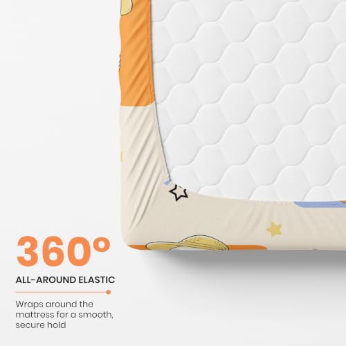 Image of LORETO - A QUALITY LINEN BRAND 186 TC 100% Pure Cotton Single Fitted Bedsheet with 1 Pillow Cover for 78 x 36 Inch Mattress, All-Around Elastic, 8 Inch Deep Pocket, Playful Ducks