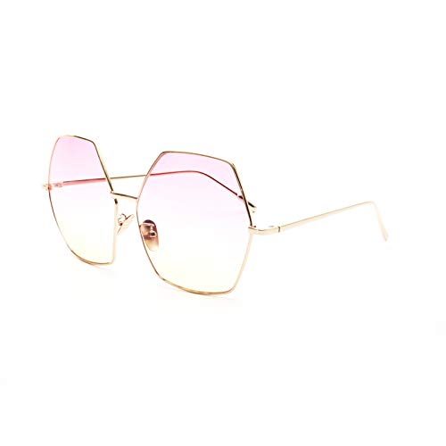 mincl/Oversized Metal Geometric Pentagon Gradient Color Lens Hippie Sunglasses -yhl