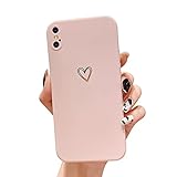 Ownest Compatible with iPhone X Case,iPhone Xs Case for Soft Liquid Silicone Gold Heart Pattern Slim...