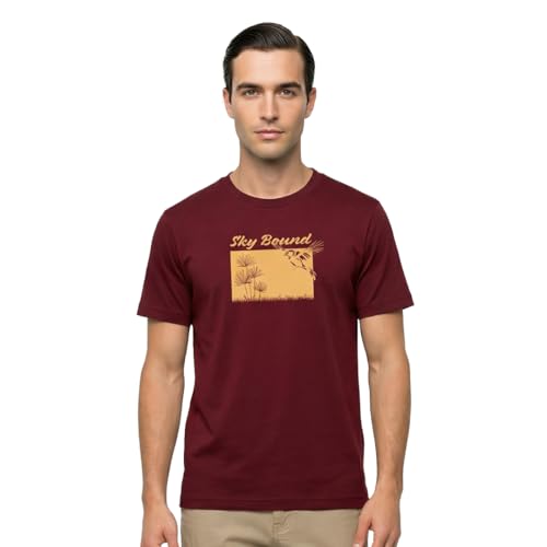 Image of Nobero 100% Cotton T Shirts for Men Stylish | Regular Fit | Graphic Printed T Shirts for Men 180 GSM Combed Cotton | Round Neck Half Sleeve