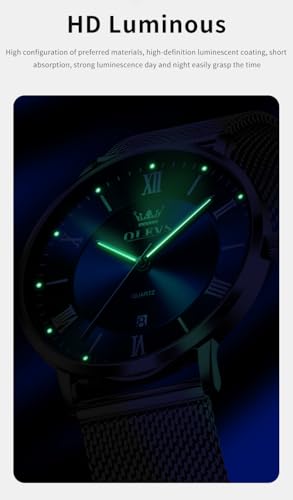 Image of OLEVS Mens Gold Watches Analog Quartz Business Dress Watch Day Date Stainless Steel Classic Luxury Luminous Waterproof Casual Male Wrist Watches