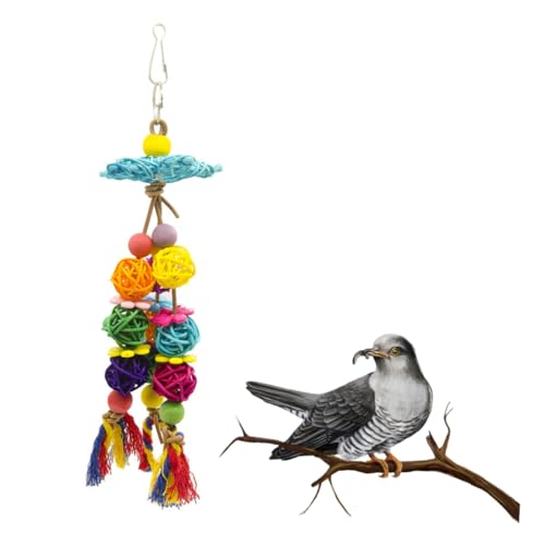 HEMOTON Parrot Rattan Balls Swing for Birds Chew for Budgies Parakeets Cockatiels African Greys and Macaws Playground