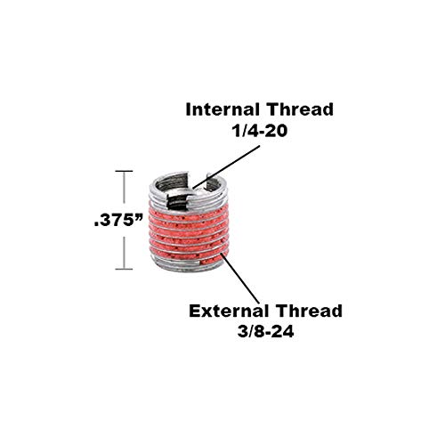 Image of E-Z LOK Threaded Insert for Metal Thin Wall 303 Stainless Steel Thread Inserts 1 /4-20 x 3 /8-24 Pack of 5
