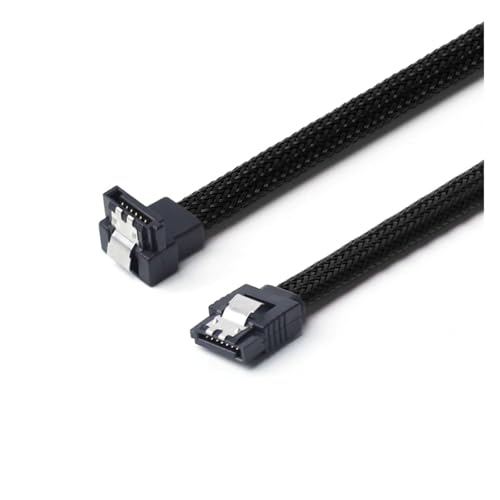 Cable de datos SATA 3.0 III 50 cm ángulo recto con funda de nylon miniatura 6