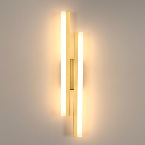 DELIPOP Applique LED da Parete Interno, 18W Lampada da Parete Moderna Creativo, Oro Lampada a Muro per Camera Letto Soggiorno Corridoio Sala Pranzo, Bianco Caldo 3000K