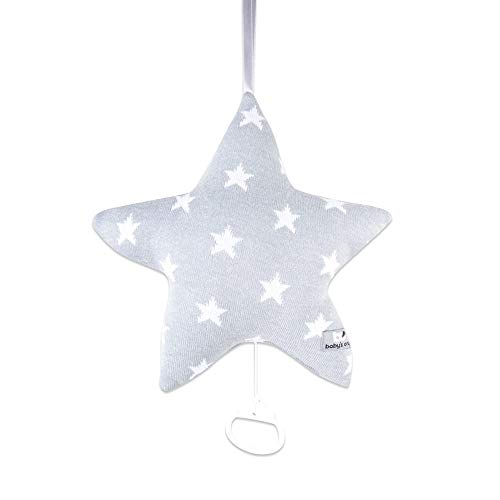 Preisvergleich Produktbild Spieluhr Sterne gestrickt, Grau / Weiss