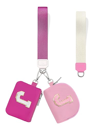 LIMKRIAN Initial Wristlet Wallets for Women,Small Dual Pouch Wristlet, Personalised Keychain Wallet, Mini Zip Around Coin Pouse, Monogrammed Wristlet (Letter J)
