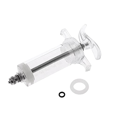 Clear Plastic Veterinary Syringe, Reusable Multi-Purpose Animal Poultry Measuring Watering Refilling Filtration Feeding Syringe, Pack of 1, 100ml