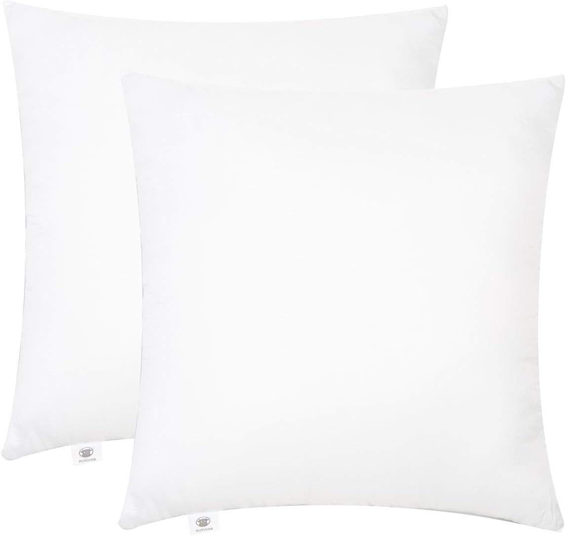 Makimoo Cushion Inserts 40cm x 40cm (16" x 16"), Throw Pillow Inserts Hollowfibre Filling for Sofa, Bedding Cushion Pads (Pack of 2)