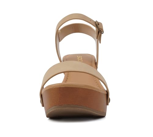 Image of Soda CHIVAS ~ Women's Bold Buckles Studded Wedge Sandal