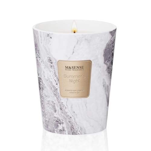 Image of M&SENSE Summer Night Scented Soy Candle, 3 Wick Highly Scented 14.1 Oz 75H, Aromatherapy Christmas Gift for Women and Men
