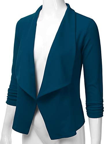 EIMIN Women's 3/4 Sleeve Blazer Open Front Office Work Cardigan Jacket (S-3XL)2