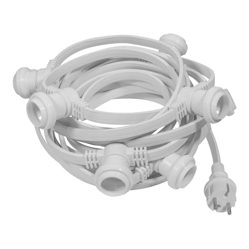 SKYLANTERN® Catenaria 10M 10 Portalampada E27 IP65 Bianca Prolungabile - Catena Luminosa Esterno Professionale per Terrazza Giardino Bar Matrimonio