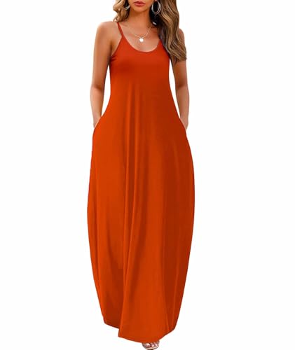 Image of Wolddress Womens Maxi Dress with Pockets 2026 Casual Strap Plus Size Loose Plain Long Office Summer Beach Travel Dresses S-5X