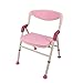 Produktbild Dusch- / Badhocker Aluminiumlegierung Duschsitz Hocker für ältere/behinderte rutschfeste Matten Duschstuhl 3-fach verstellbar mit Rückenlehne und Griff Badesitz Heavy Duty in Pink 100 kg