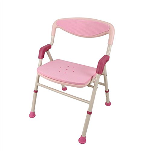 Preisvergleich Produktbild Dusch- / Badhocker Aluminiumlegierung Duschsitz Hocker für ältere / behinderte rutschfeste Matten Duschstuhl 3-fach verstellbar mit Rückenlehne und Griff Badesitz Heavy Duty in Pink 100 kg